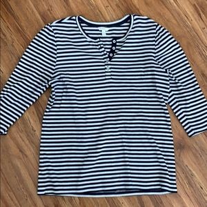EUC 1901 Navy Striped Henley 3/4 Sleeve XXL